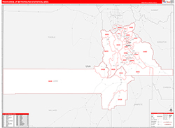 Provo-Orem Metro Area Wall Map Red Line Style 2026